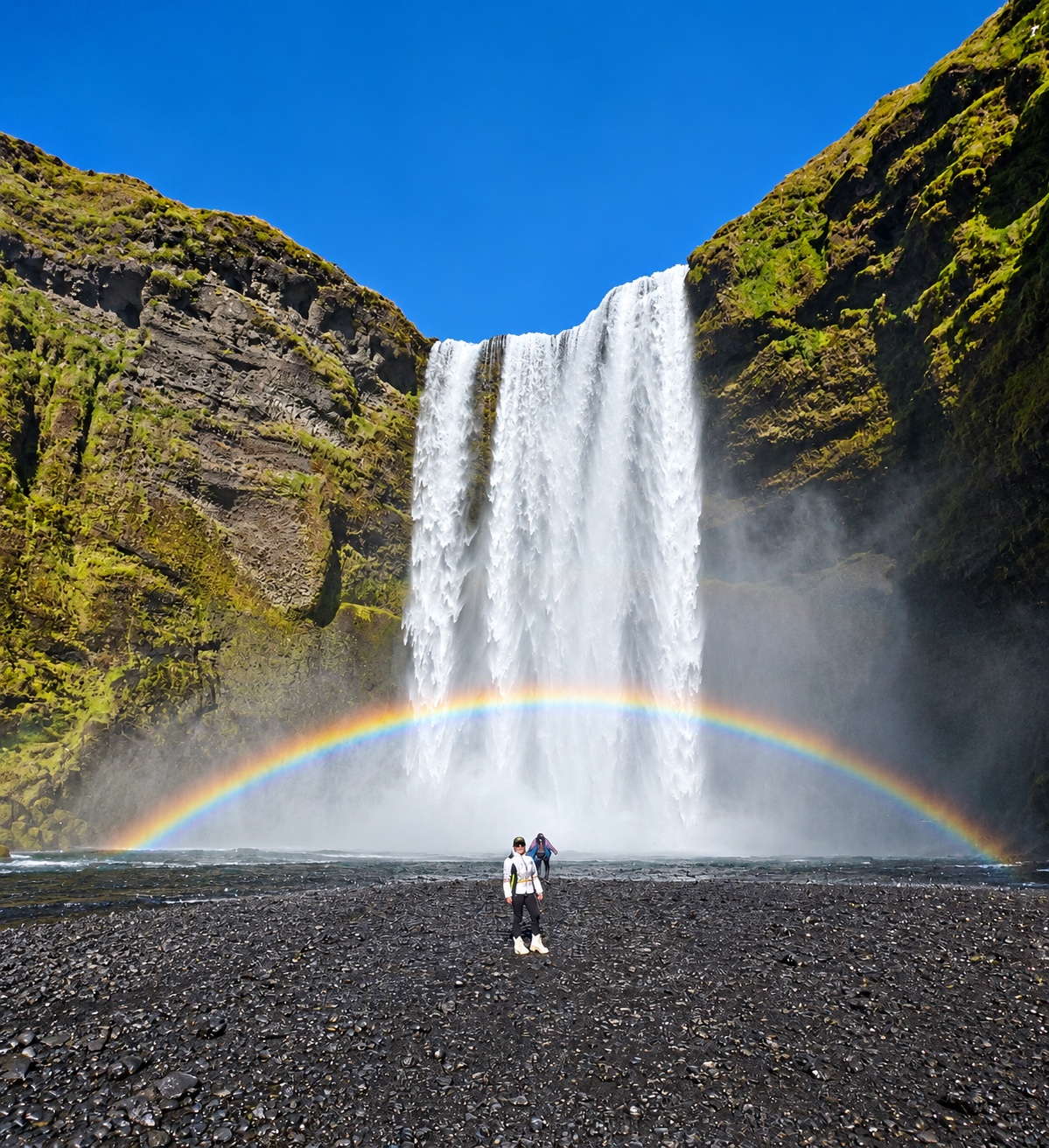 Skógafoss with a rainbow
