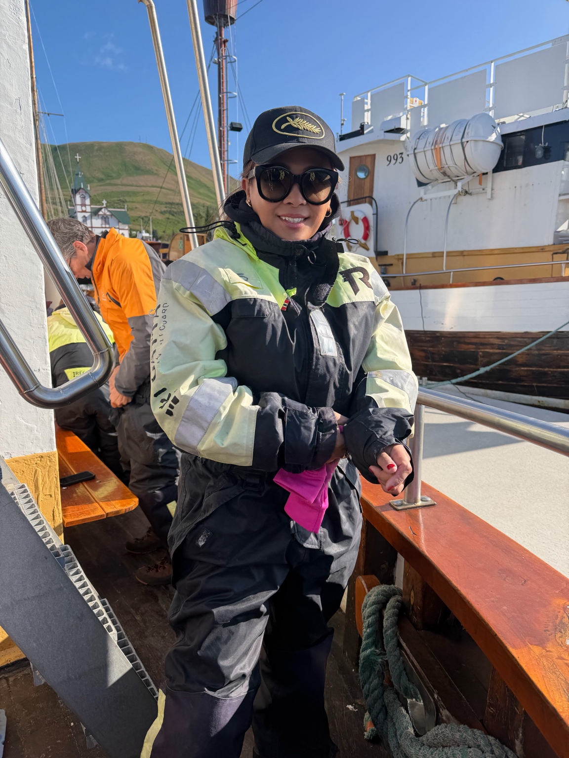 Ready for whale watching in Húsavík after our original trip was rescheduled.