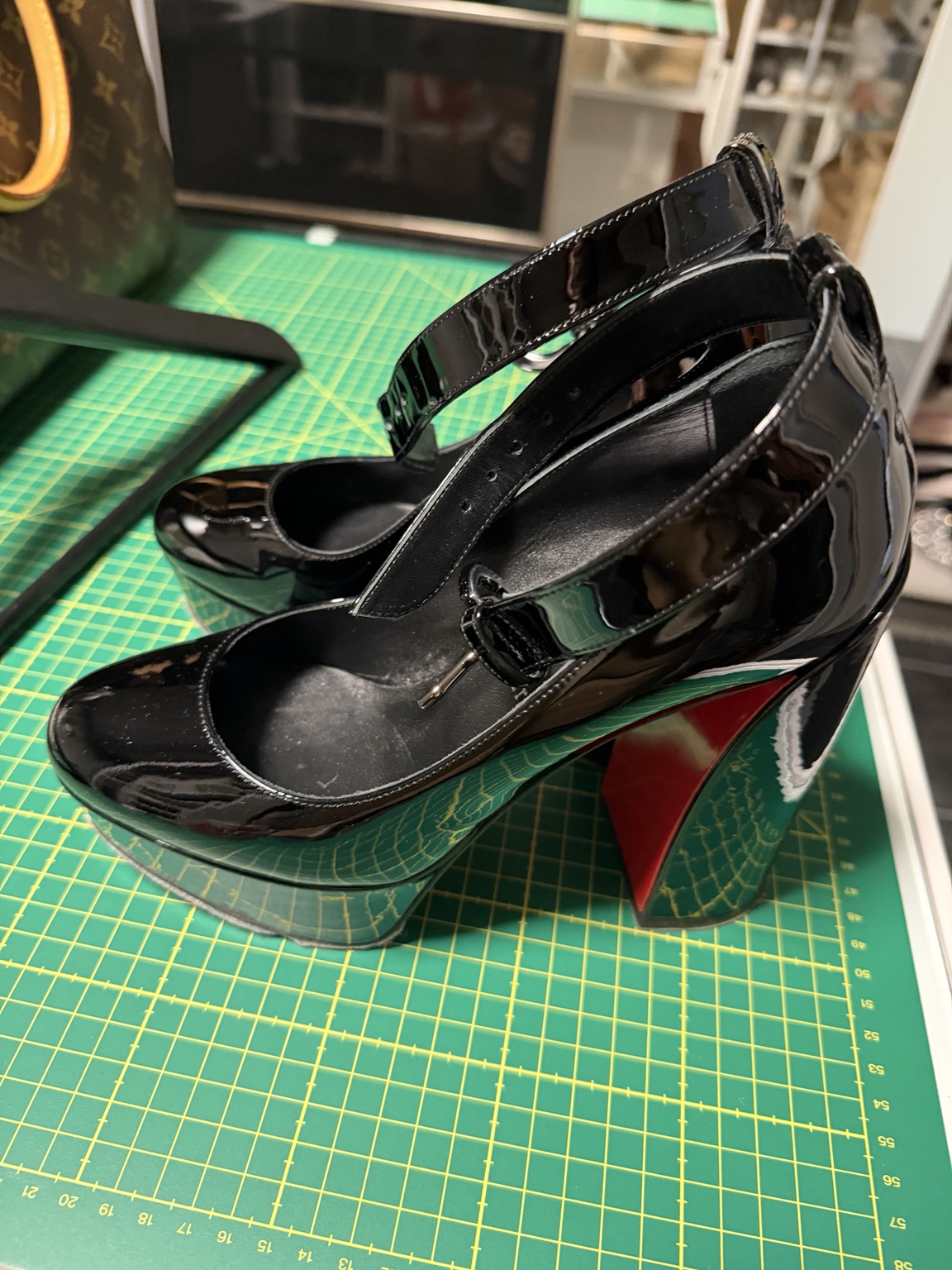 The matching Christian Louboutin heels—the other half of my reward for finishing the renovation.